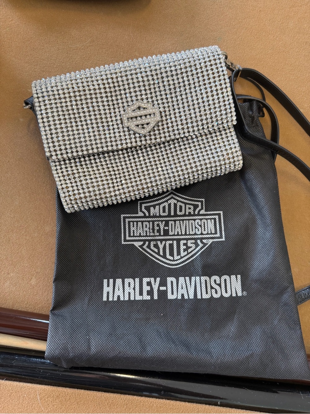 Harley-Davidson Silver Rhinestone Flap Crossbody